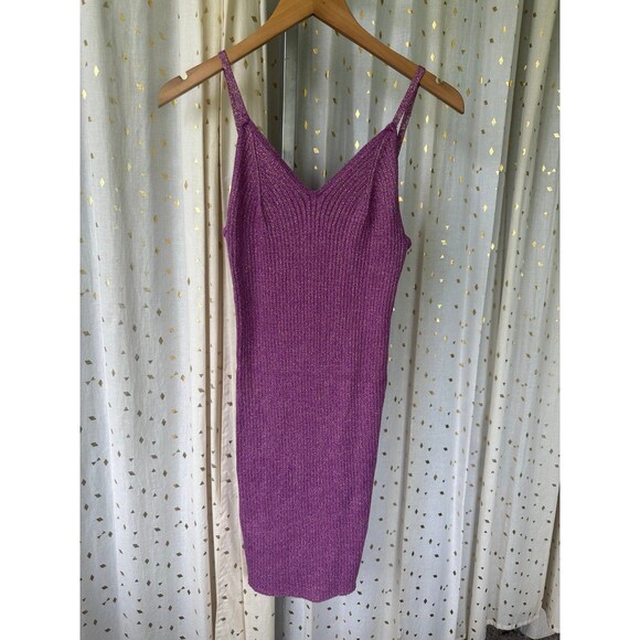 Fashion Nova NWT Women's Metallic Glam Ribbed Knit Sweater Midi Dress S - Picture 2 of 4